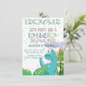 Dinosaur Birthday Party Invitation Kaart (Staand voorkant)
