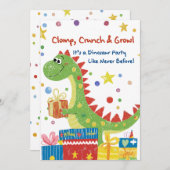 Dinosaur Birthday Party Invitation Kaart (Voorkant / Achterkant)