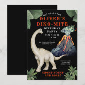 Dinosaur Birthday Party Invitation Kaart (Voorkant / Achterkant)