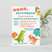 Dinosaur Birthday Party Invitation Kaart (Staand voorkant)