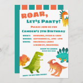 Dinosaur Birthday Party Invitation Kaart (Voorkant / Achterkant)