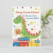 Dinosaur Birthday Party Invitation Kaart (Staand voorkant)