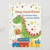 Dinosaur Birthday Party Invitation Kaart (Voorkant / Achterkant)