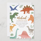 Dinosaur Birthday Party Invitation Kaart (Voorkant)