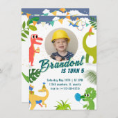 Dinosaur Birthday Party Invitation Kaart (Voorkant / Achterkant)