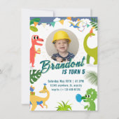 Dinosaur Birthday Party Invitation Kaart (Voorkant)