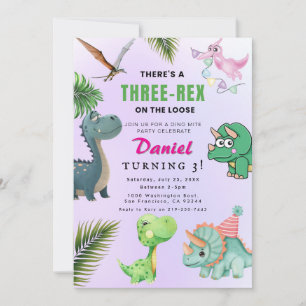 Dinosaur Birthday Party Invitation Kaart