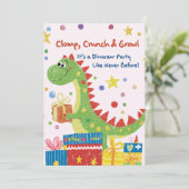 Dinosaur Birthday Party Invitation Kaart (Staand voorkant)