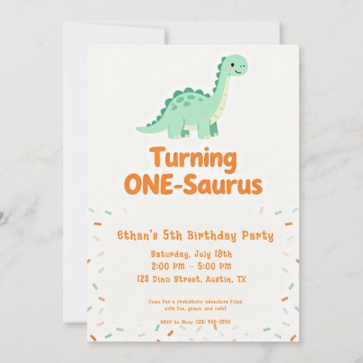 Dinosaur Birthday Party Invitation Kaart (Achterkant)