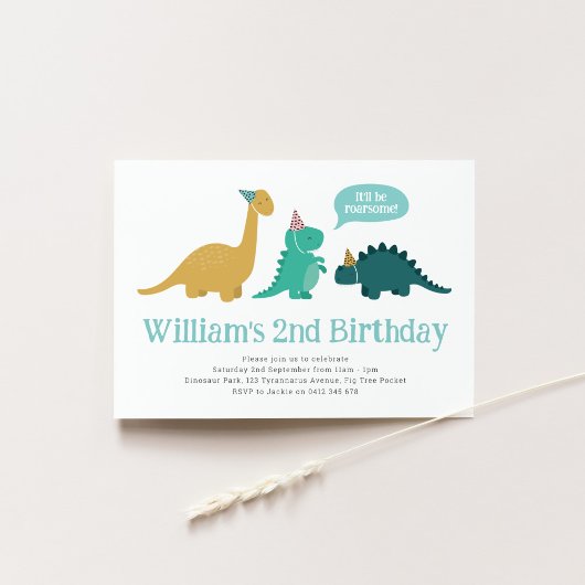 Dinosaur Birthday Party Invitation Kaart