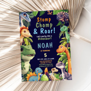 Dinosaur Birthday Party Invitation Kaart