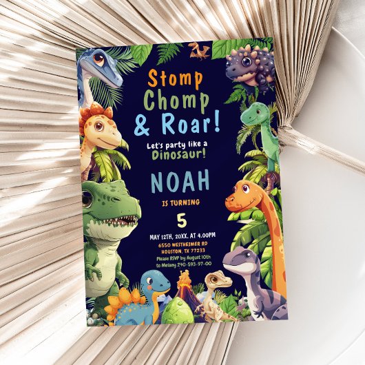 Dinosaur Birthday Party Invitation Kaart