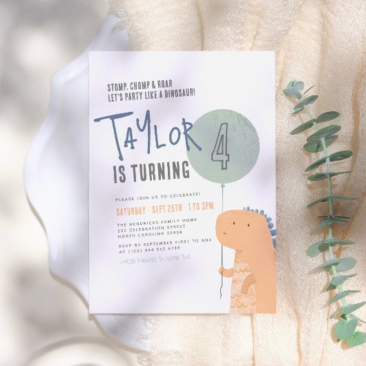 Dinosaur Birthday Party Invitation Kaart