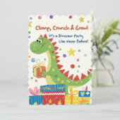 Dinosaur Birthday Party Invitation Kaart (Staand voorkant)