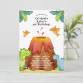 Dinosaur Birthday Party Invitation Kaart (Staand voorkant)