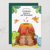 Dinosaur Birthday Party Invitation Kaart (Voorkant / Achterkant)