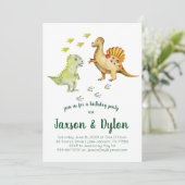 Dinosaur Birthday Party Invitation Kaart (Staand voorkant)