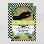Dinosaur Birthday Party Invitation Kaart (Voorkant / Achterkant)