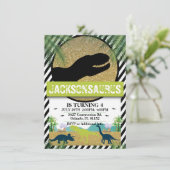 Dinosaur Birthday Party Invitation Kaart (Staand voorkant)