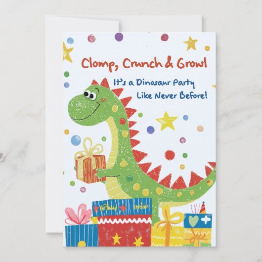 Dinosaur Birthday Party Invitation Kaart (Voorkant)