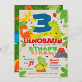 Dinosaur Birthday Party Invitation Kaart (Voorkant / Achterkant)