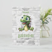 Dinosaur Birthday Party Invitation Kaart (Staand voorkant)