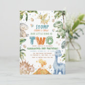 Dinosaur Birthday Party Invitation Kaart (Staand voorkant)