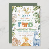 Dinosaur Birthday Party Invitation Kaart (Voorkant / Achterkant)