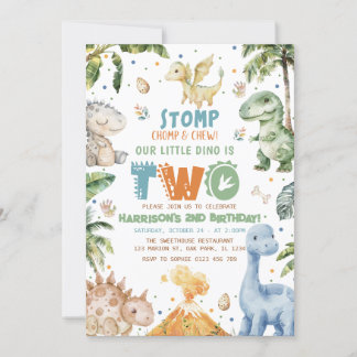 Dinosaur Birthday Party Invitation Kaart