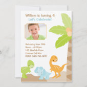 Dinosaur Birthday Party Invitation Kaart (Voorkant)