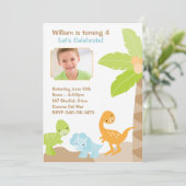Dinosaur Birthday Party Invitation Kaart (Staand voorkant)