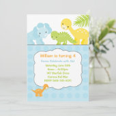 Dinosaur Birthday Party Invitation Kaart (Staand voorkant)