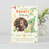 Dinosaur Birthday Party Invitation Kaart (Staand voorkant)