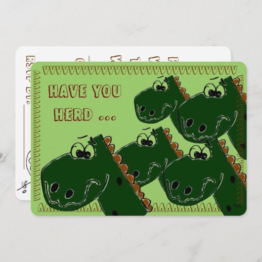 Dinosaur Birthday Party Invitation Kaart (Voorkant / Achterkant)