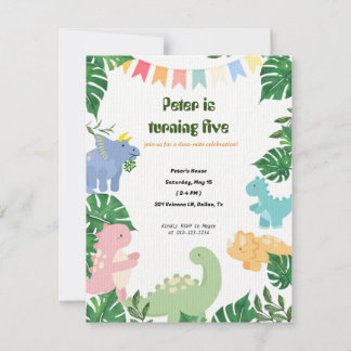 Dinosaur Birthday Party Invitation Notitiekaartje