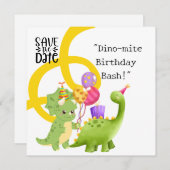 Dinosaur Birthday Party Invitation Save The Date (Voorkant / Achterkant)