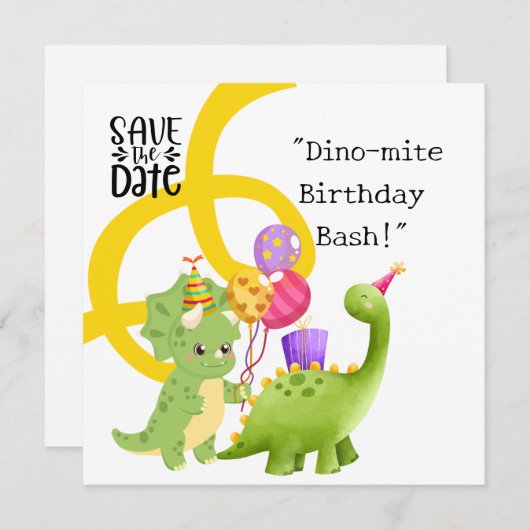 Dinosaur Birthday Party Invitation Save The Date (Voorkant / Achterkant)