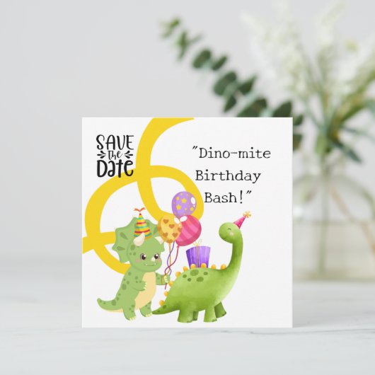 Dinosaur Birthday Party Invitation Save The Date (Staand voorkant)