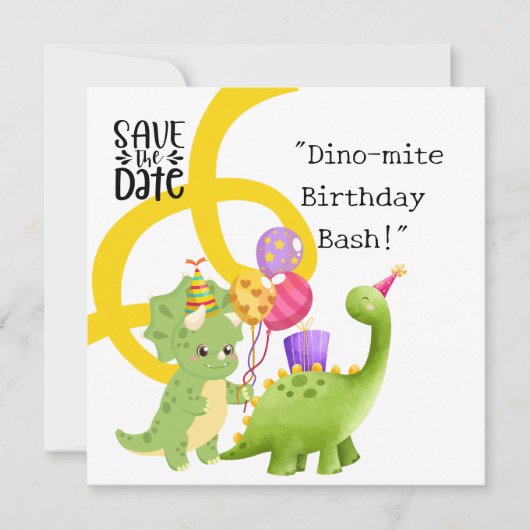 Dinosaur Birthday Party Invitation Save The Date (Voorkant)