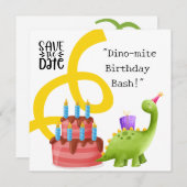 Dinosaur Birthday Party Invitation Save The Date (Voorkant / Achterkant)