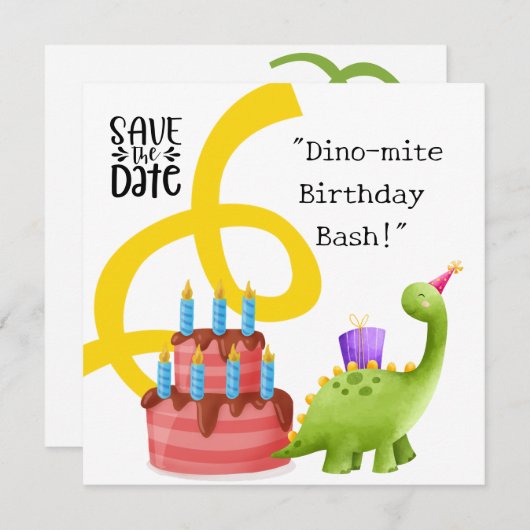 Dinosaur Birthday Party Invitation Save The Date (Voorkant / Achterkant)