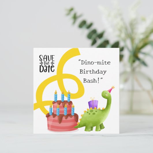 Dinosaur Birthday Party Invitation Save The Date (Staand voorkant)