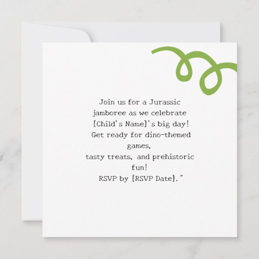 Dinosaur Birthday Party Invitation Save The Date (Achterkant)