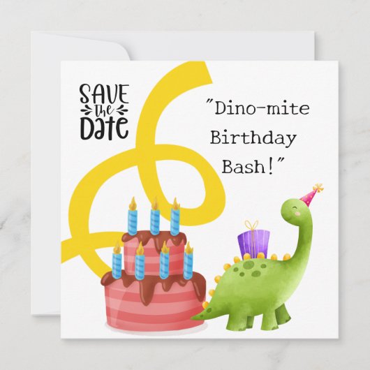 Dinosaur Birthday Party Invitation Save The Date (Voorkant)