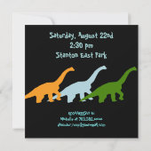 Dinosaur Birthday Party Invitations Blue Black Kaart (Achterkant)