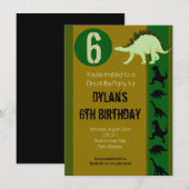 Dinosaur Birthday Party Invitations Earth Tones Kaart (Voorkant / Achterkant)