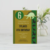 Dinosaur Birthday Party Invitations Earth Tones Kaart (Staand voorkant)