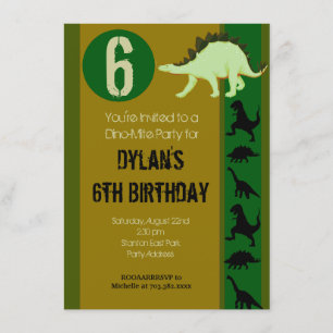 Dinosaur Birthday Party Invitations Earth Tones Kaart