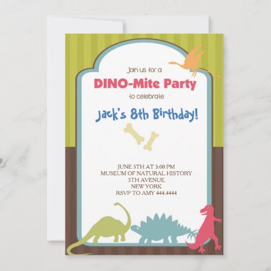 Dinosaur Birthday Party Invitations Kaart (Voorkant)