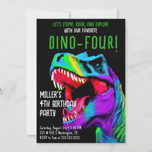 Dinosaur Birthday Party Invitations Kaart (Voorkant)